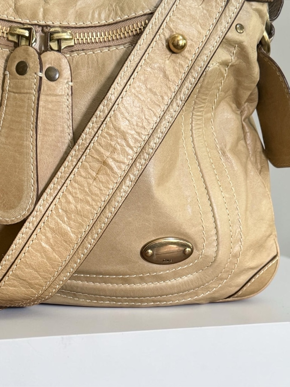 Vintage Chloe Beige Leather Shoulder Bag - Picture 11 of 16